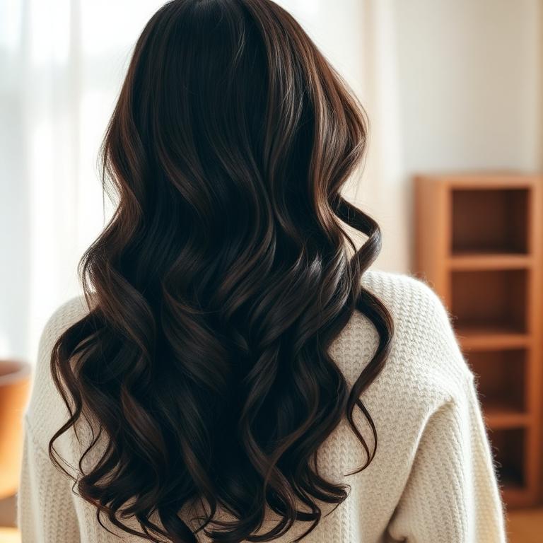 Long glossy hair after using The Hair Elixir